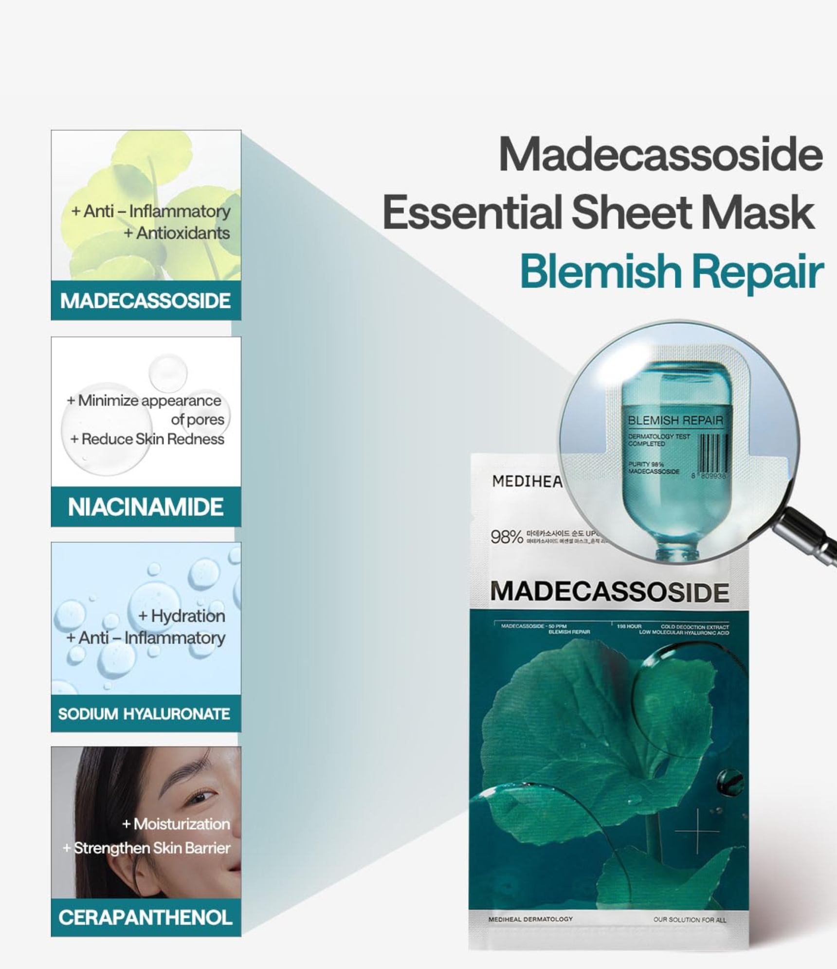 MEDIHEALl MADECASSOSIDE ESSENTIAL SHEET MASK 10P | 메디힐 시카 마스크