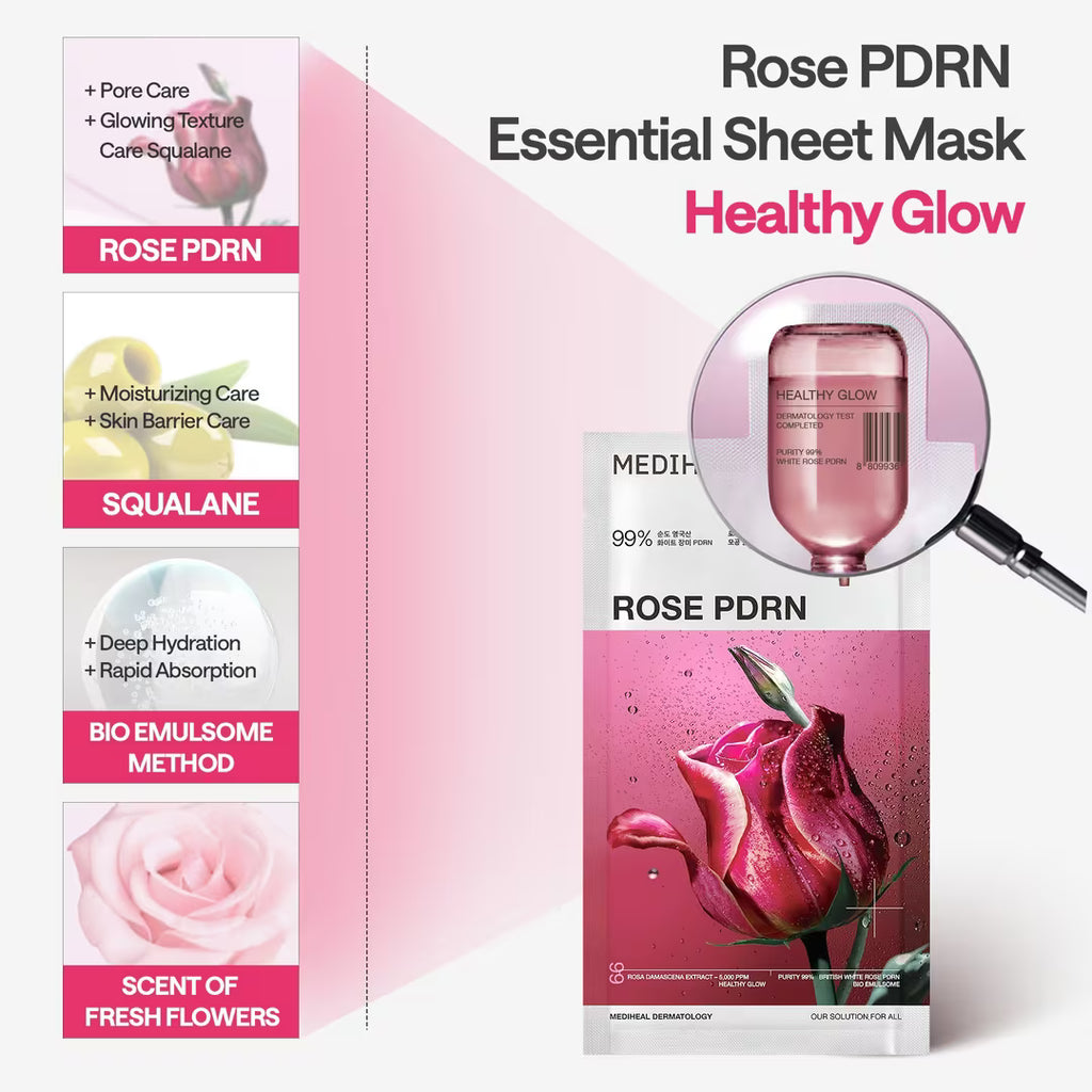 MEDIHEAL BEST KOREAN ROSE PDRN ESSENTIAL FACE MASK